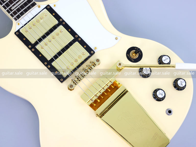 SG Style Electric Guitar with Gold Maestro Vibrola Tailpiece (PHY-528)