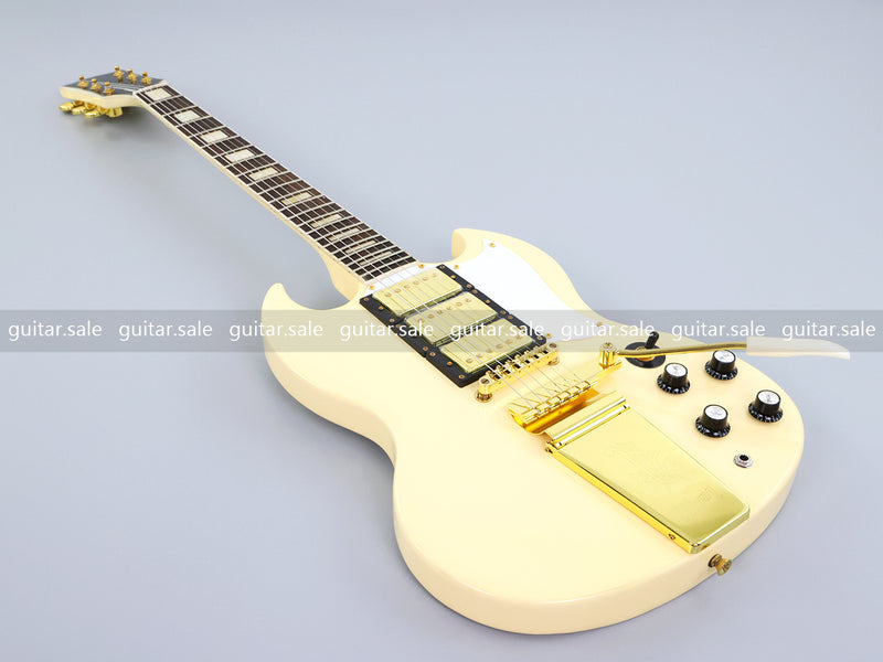 SG Style Electric Guitar with Gold Maestro Vibrola Tailpiece (PHY-528)
