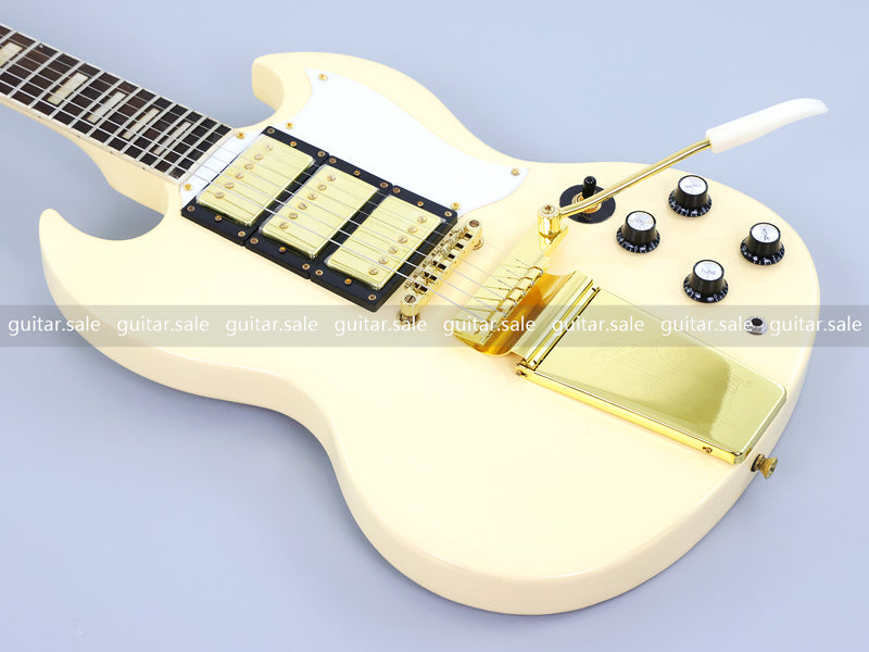SG Style Electric Guitar with Gold Maestro Vibrola Tailpiece (PHY-528)