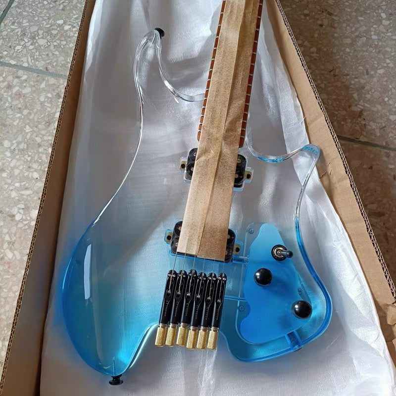 Pango Music Transparent Fade Solid Acrylic Body Headless Electric Guitar (PHG-179)