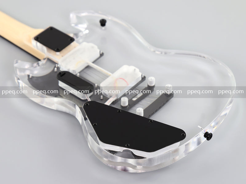 SG Style Transparent Acrylic-Bodied Electric Guitar with Blue LED Lights (12336)