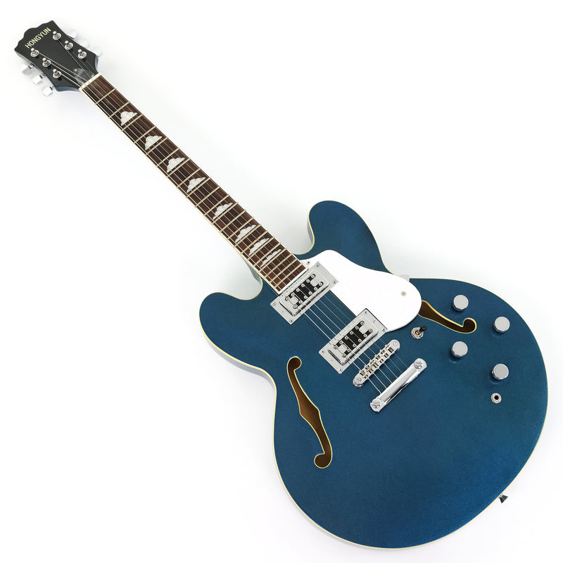 Semi-Hollow Body Electric Guitar with Gloss Metallic Blue Finish(PHY-132X)