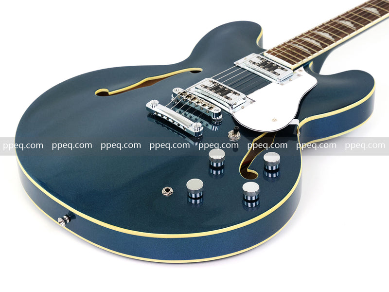 Semi-Hollow Body Electric Guitar with Gloss Metallic Blue Finish(PHY-132X)