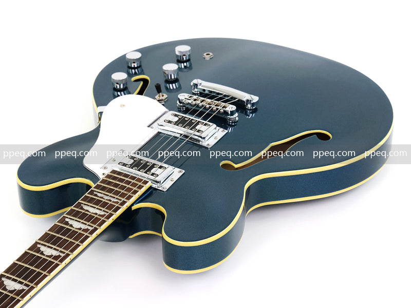Semi-Hollow Body Electric Guitar with Gloss Metallic Blue Finish(PHY-132X)