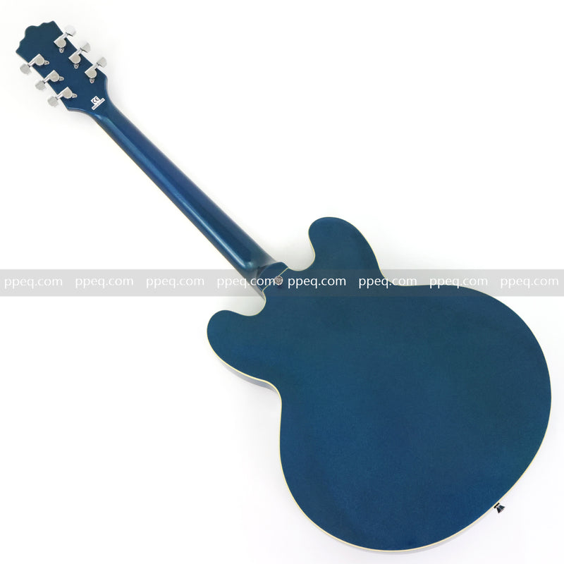Semi-Hollow Body Electric Guitar with Gloss Metallic Blue Finish(PHY-132X)