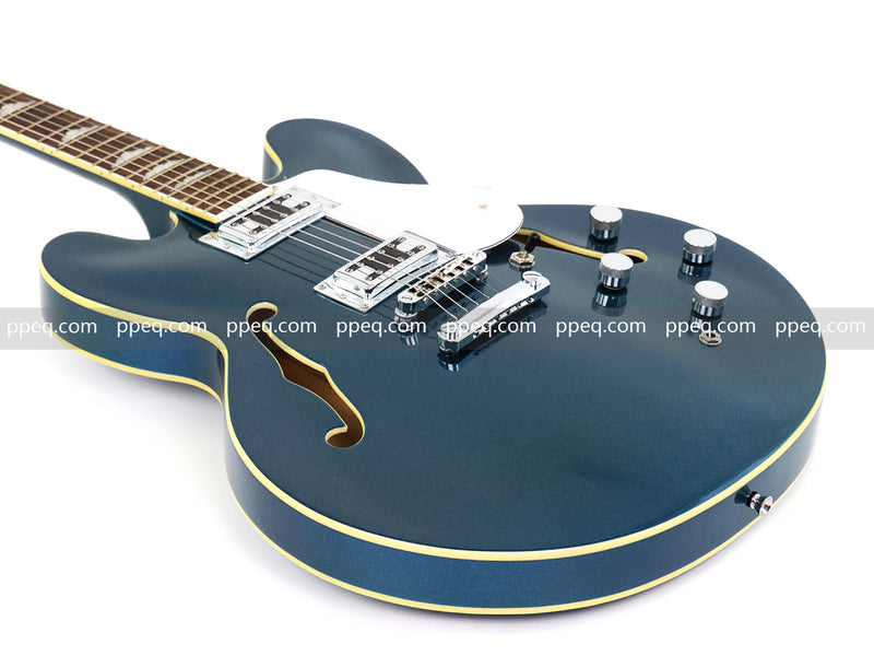 Semi-Hollow Body Electric Guitar with Gloss Metallic Blue Finish(PHY-132X)