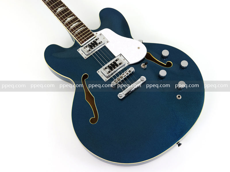 Semi-Hollow Body Electric Guitar with Gloss Metallic Blue Finish(PHY-132X)