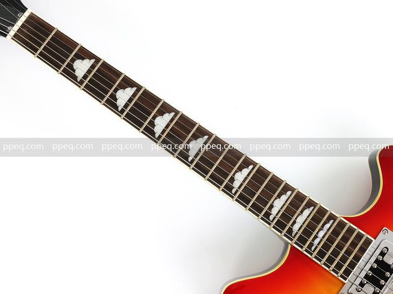 6-String Semi-Hollow Body Electric Guitar with Gloss Orange Sunburst Finish (PHY-119)