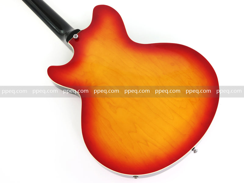6-String Semi-Hollow Body Electric Guitar with Gloss Orange Sunburst Finish (PHY-119)