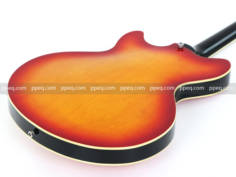 6-String Semi-Hollow Body Electric Guitar with Gloss Orange Sunburst Finish (PHY-119)