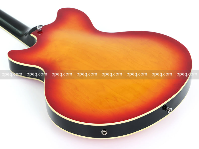 6-String Semi-Hollow Body Electric Guitar with Gloss Orange Sunburst Finish (PHY-119)
