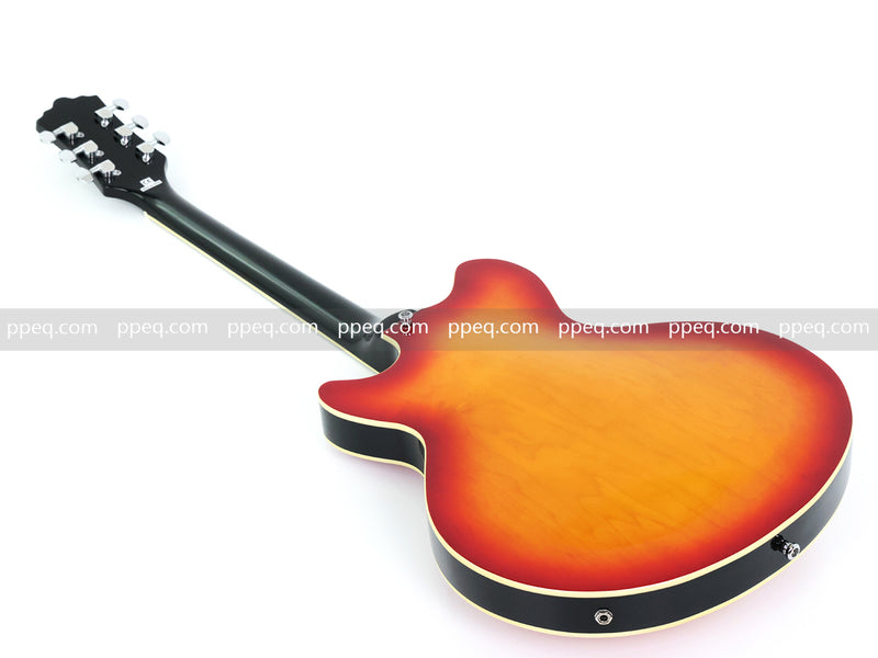 6-String Semi-Hollow Body Electric Guitar with Gloss Orange Sunburst Finish (PHY-119)
