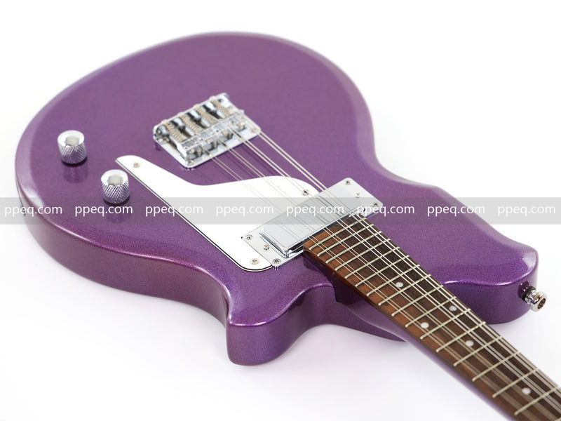 8-String Shorty Solid Body Electric Guitar with Gloss Metallic Purple Finish (HY-2525)