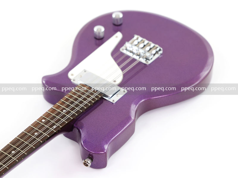 8-String Shorty Solid Body Electric Guitar with Gloss Metallic Purple Finish (HY-2525)