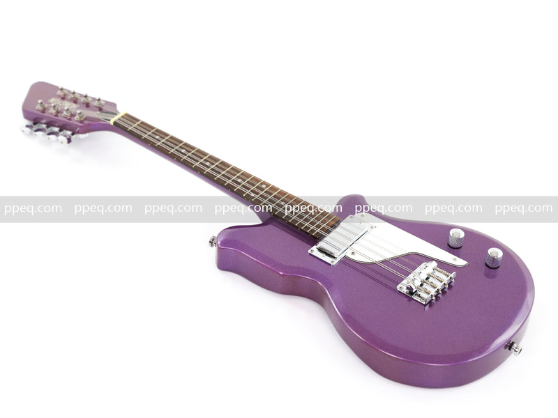 8-String Shorty Solid Body Electric Guitar with Gloss Metallic Purple Finish (HY-2525)