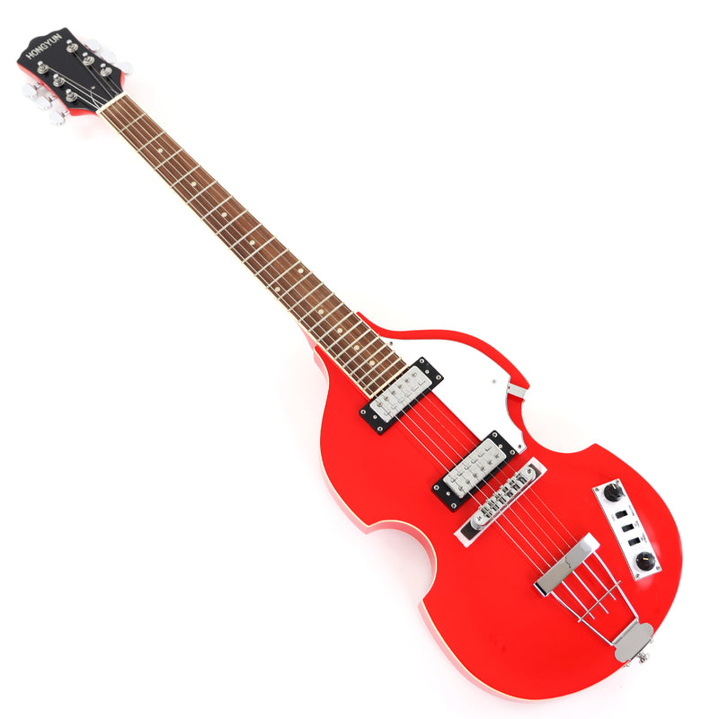 Violin-Shaped Semi-Hollow Body Electric Guitar with Gloss Bright Red Finish (HY-2521)