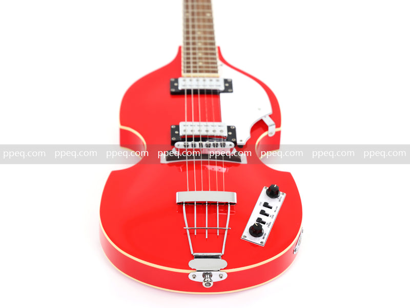 Violin-Shaped Semi-Hollow Body Electric Guitar with Gloss Bright Red Finish (HY-2521)
